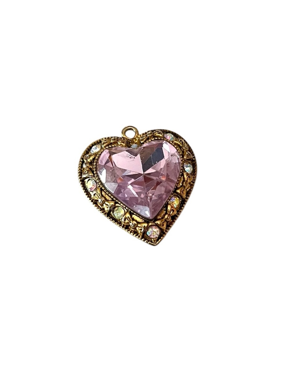 Betsey Johnson Y2K Pink Crystal Heart Pendant - Picture 2 of 5